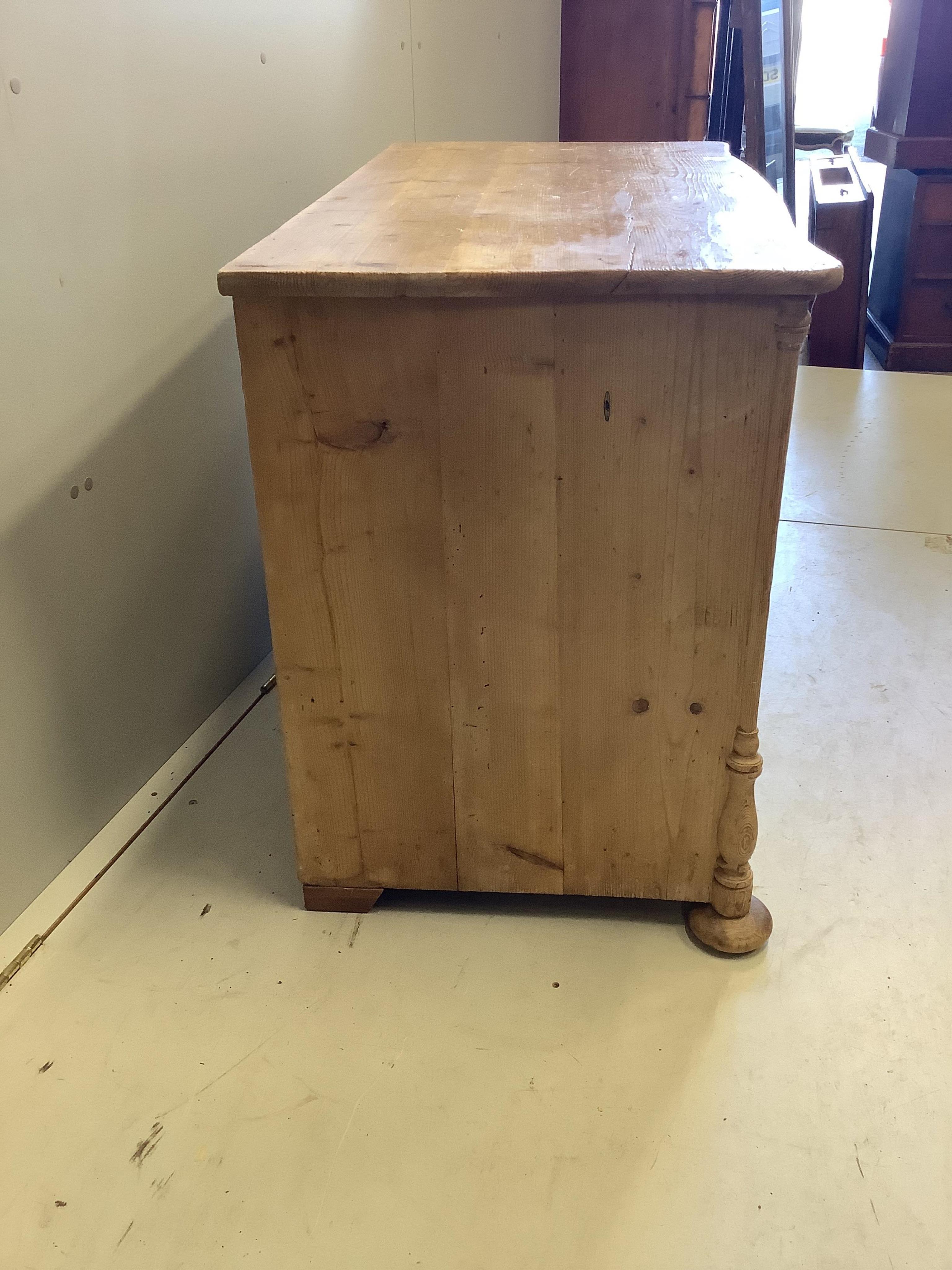 A 19th century Continental pine serpentine front chest of three drawers, width 102cm, depth 55cm, height 76cm. Condition - fair